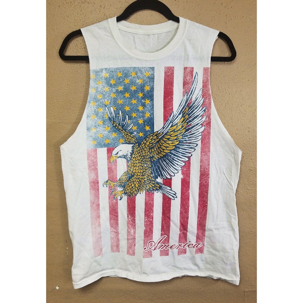 American Flag Muscle Tee USA Mens Tank Rock n Roll